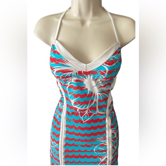 Hapari Self-Ruche Striped Tankini Swimwear Top size Small(4-6) Adjustable Modest - Picture 3 of 9